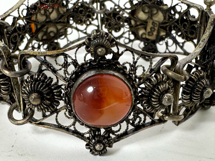 Vintage 800 Silver Filigree 6.5' Bracelet 31.8g [Photo 5]