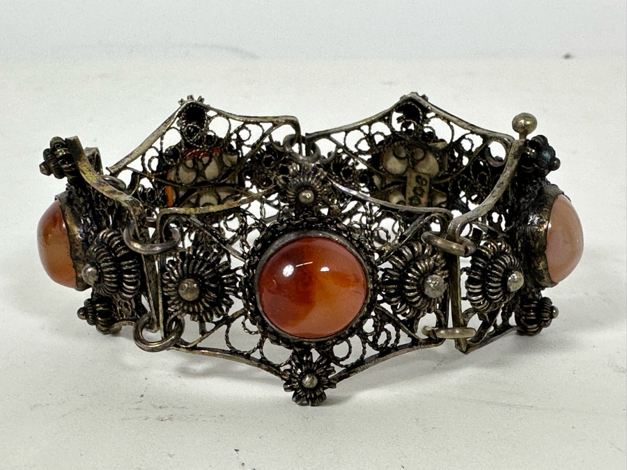 Vintage 800 Silver Filigree 6.5' Bracelet 31.8g [Photo 2]