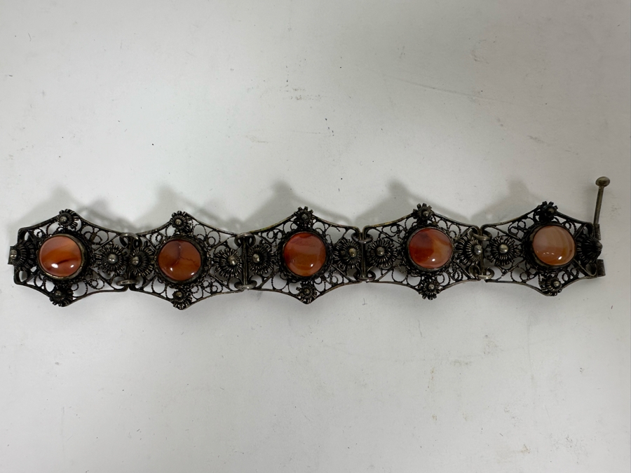 Vintage 800 Silver Filigree 6.5' Bracelet 31.8g [Photo 9]