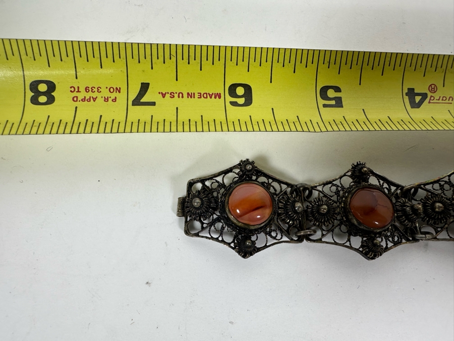 Vintage 800 Silver Filigree 6.5' Bracelet 31.8g [Photo 10]