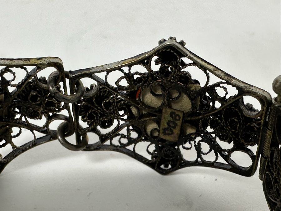Vintage 800 Silver Filigree 6.5' Bracelet 31.8g [Photo 6]