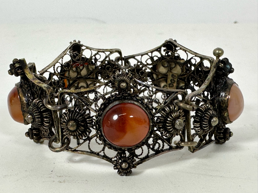 Vintage 800 Silver Filigree 6.5' Bracelet 31.8g [Photo 3]