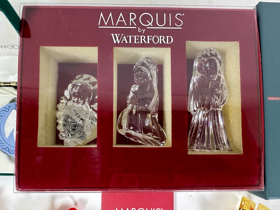 Christmas Ornament Lot Includes Waterford Marquis 3-Piece Nativity Scene, Wedgwood, Lenox & Towle [Photo 4]