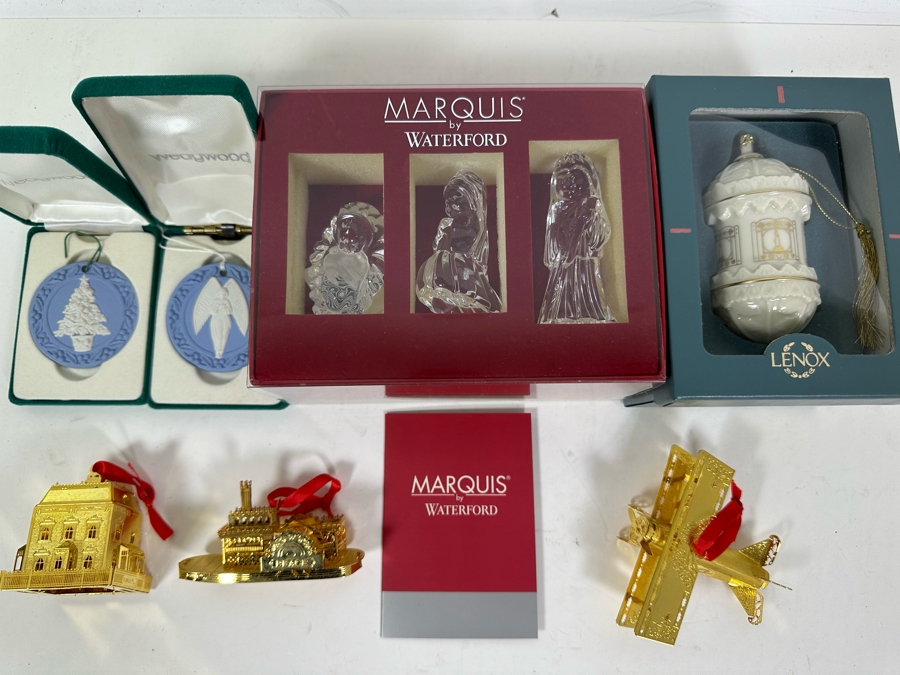 Christmas Ornament Lot Includes Waterford Marquis 3-Piece Nativity Scene, Wedgwood, Lenox & Towle [Photo 3]