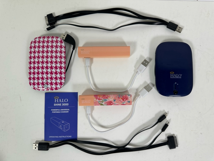 HALO Rechargeable Portable Electronic Device Chargers Pair Of Pocket Power 6000 Chargers And Pair Of Shine 3000 Chargers [Photo 2]