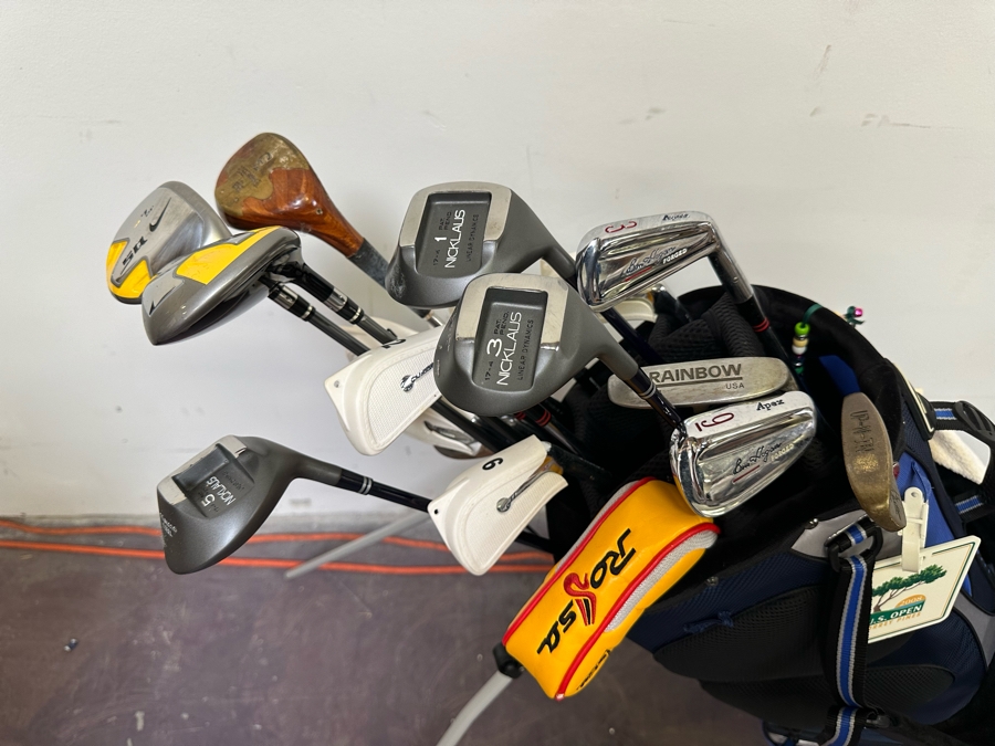 Golf Clubs (Nicklaus, Ben Hogan, Taylor Made Rossa Siena 4 Putter) With Nike Golf Bag - See Photos [Photo 6]