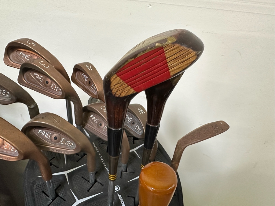 Golf Clubs With Pair Of Golf Bags Mainly Ping Eye 2, Taylor Made Rossa Monte Carlo Putter - See Photos [Photo 6]