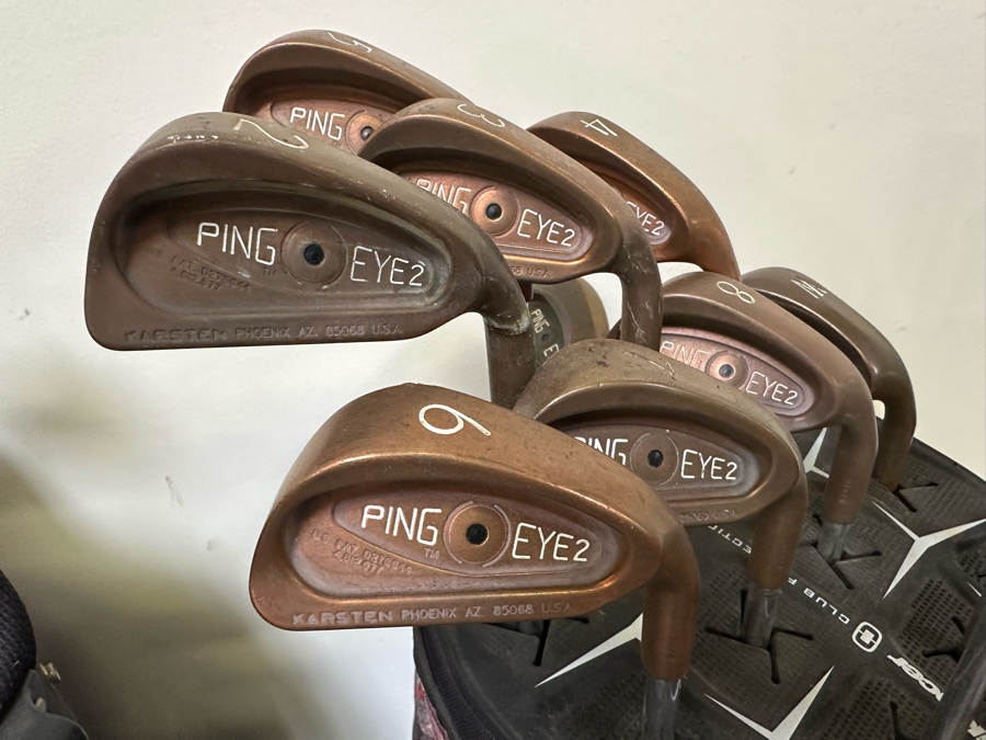 Golf Clubs With Pair Of Golf Bags Mainly Ping Eye 2, Taylor Made Rossa Monte Carlo Putter - See Photos [Photo 4]