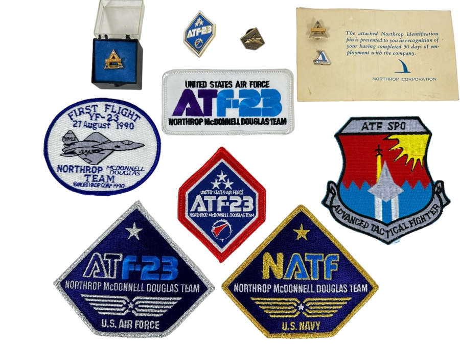 Various Northrop / McDonnel Douglas Patches And Pins Including ATF-23, YF-23