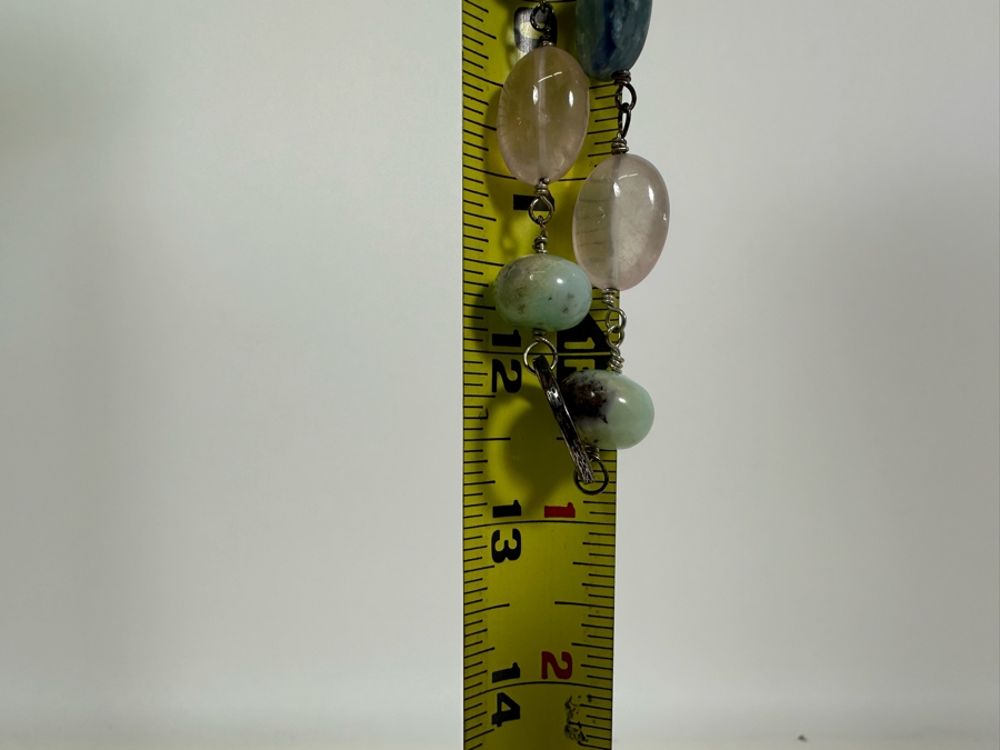 Sterling Silver 26' Necklace With Various Stones 37g [Photo 9]