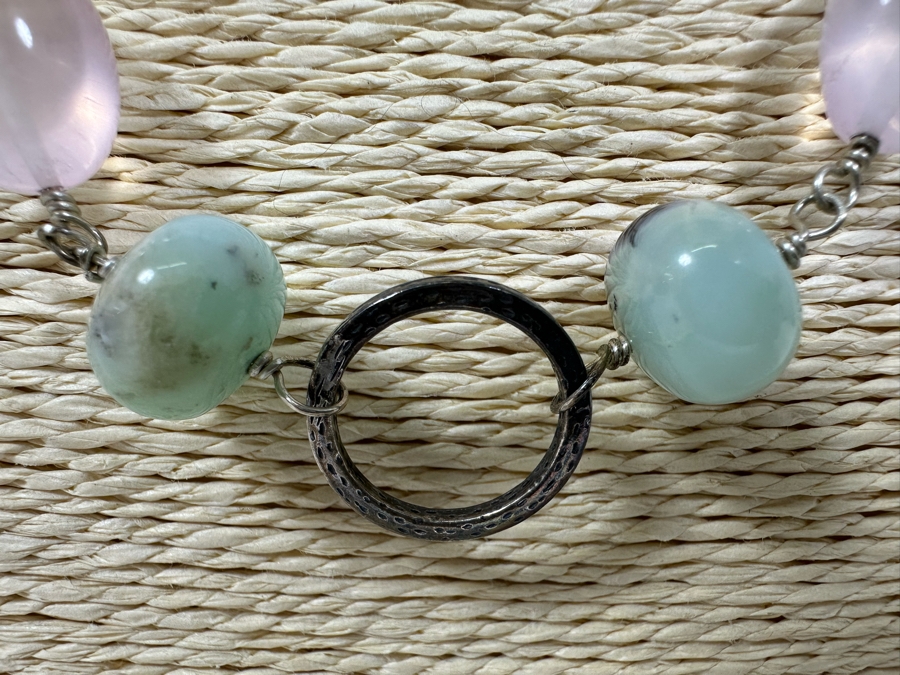 Sterling Silver 26' Necklace With Various Stones 37g [Photo 7]