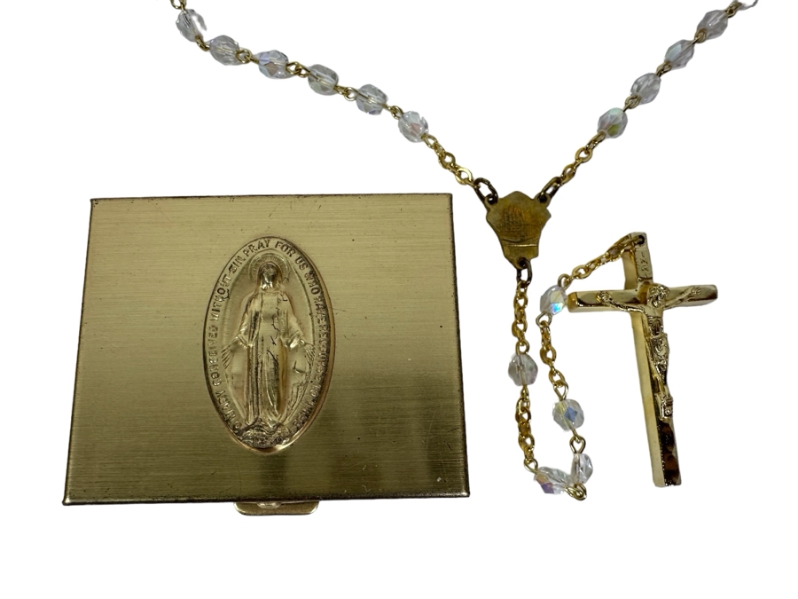 Vintage Rosary Beads With Metal Box Italy [Photo 1]