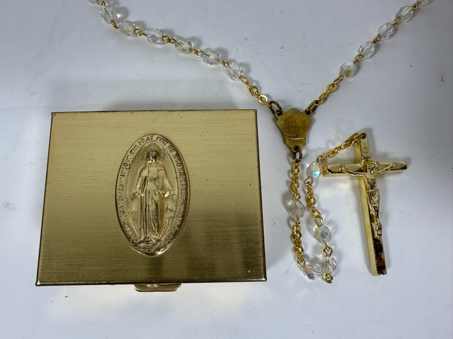 Vintage Rosary Beads With Metal Box Italy [Photo 2]