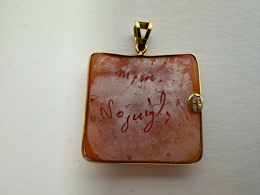 Vintage 14K Gold Carved Shell Cameo Signed Pendant Italy 4.3g [Photo 7]