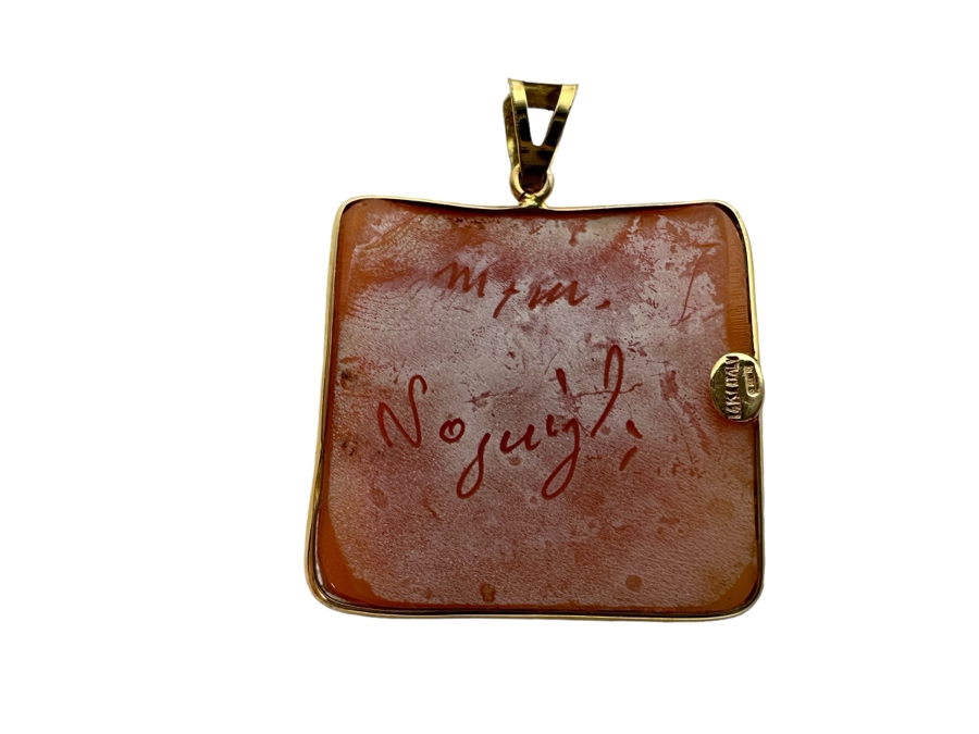 Vintage 14K Gold Carved Shell Cameo Signed Pendant Italy 4.3g [Photo 3]