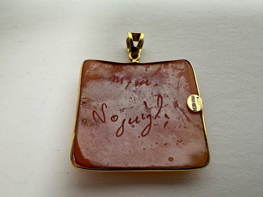 Vintage 14K Gold Carved Shell Cameo Signed Pendant Italy 4.3g [Photo 8]