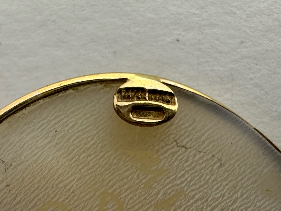 Vintage 14K Gold Carved Shell Cameo Signed Brooch Pin Pendant Italy 3.3g [Photo 9]