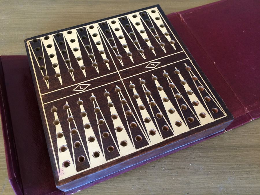 Pair of Vintage Travel Games Backgammon & Chips E.S. Lowe [Photo 7]