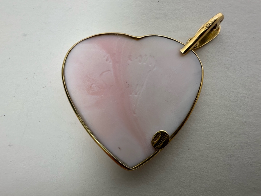 Vintage 14K Gold Carved Shell Cameo Signed Pendant Italy 6.7g [Photo 7]