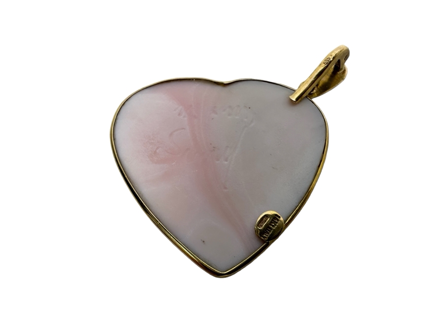 Vintage 14K Gold Carved Shell Cameo Signed Pendant Italy 6.7g [Photo 3]