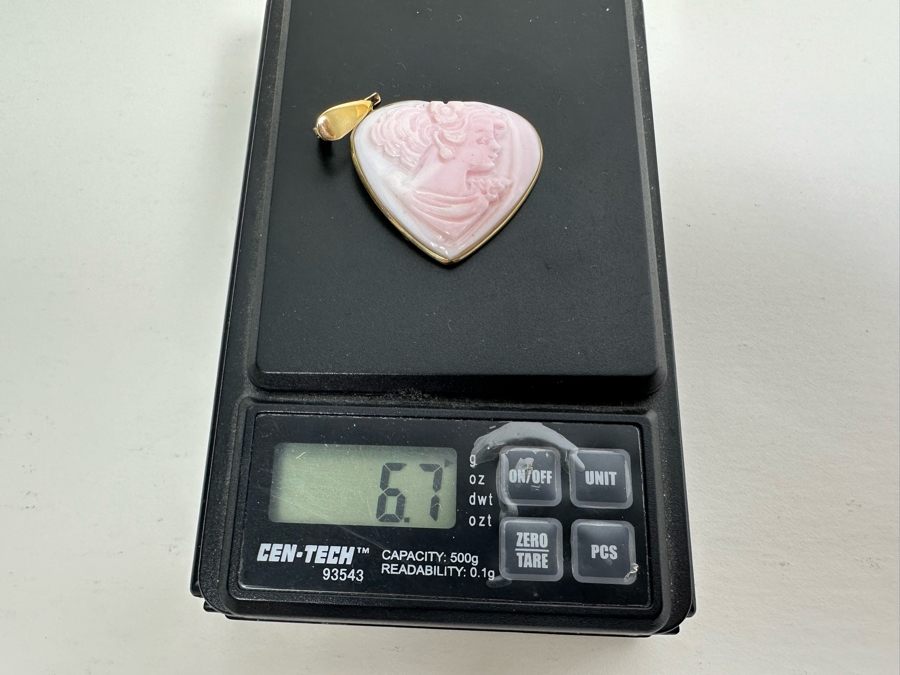 Vintage 14K Gold Carved Shell Cameo Signed Pendant Italy 6.7g [Photo 10]