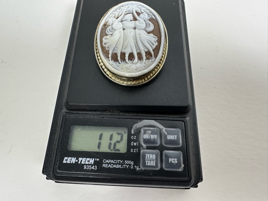 Vintage Sterling Silver Carved Shell Cameo Signed Brooch Pin Pendant Italy 11.2g [Photo 10]