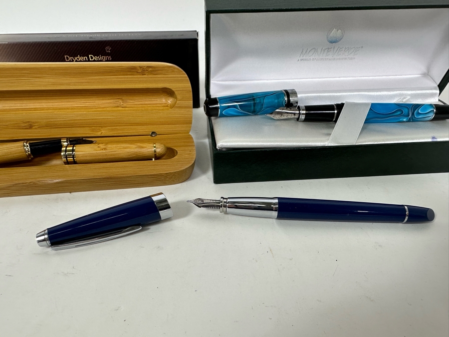 Three Fountain Pens: Monte Verde Fountain Pen With Box, Dryden Designs Bamboo Fountain Pen With Box & Cross Fountain Pen [Photo 7]