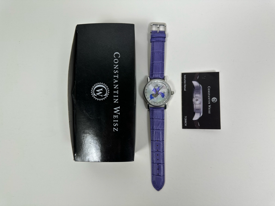 Women's Constantin Weisz Flower Purple Automatic 21 Jewels Wristwatch TY2846CW Appears New [Photo 3]