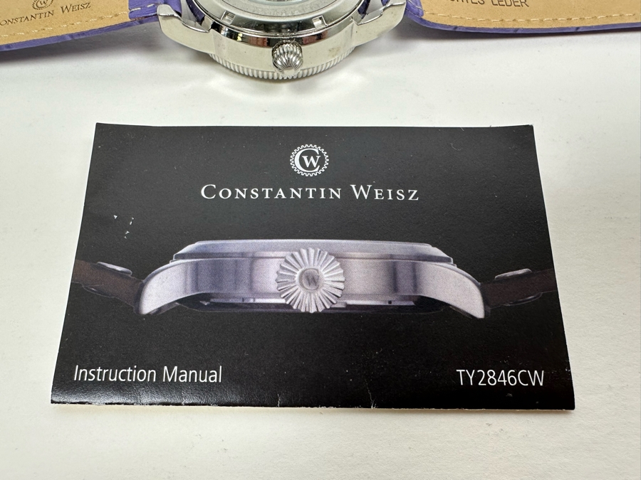 Women's Constantin Weisz Flower Purple Automatic 21 Jewels Wristwatch TY2846CW Appears New [Photo 12]