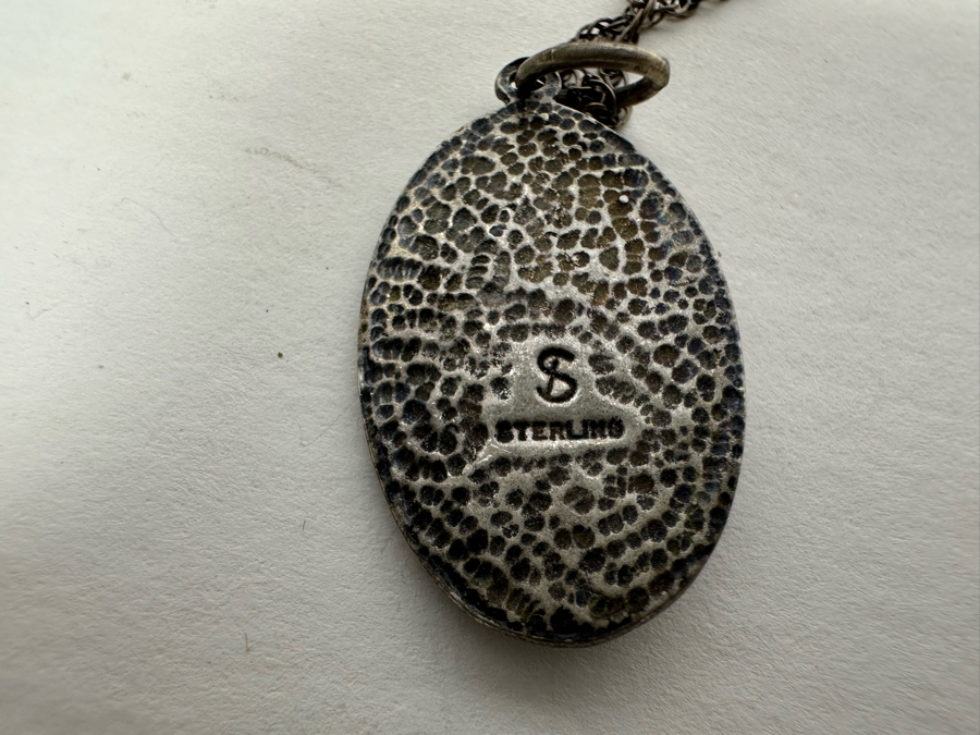 Sterling Silver Saint Virgin Mary Pendant With Sterling Silver 20' Necklace 6.2g [Photo 6]