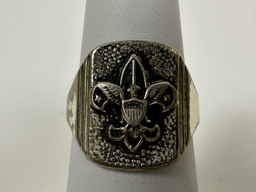 Vintage Sterling Silver Boy Scout Ring Size 6 5.5g [Photo 2]