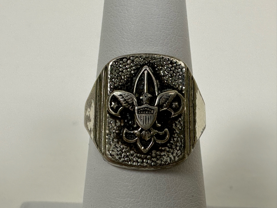 Vintage Sterling Silver Boy Scout Ring Size 6 5.5g [Photo 3]