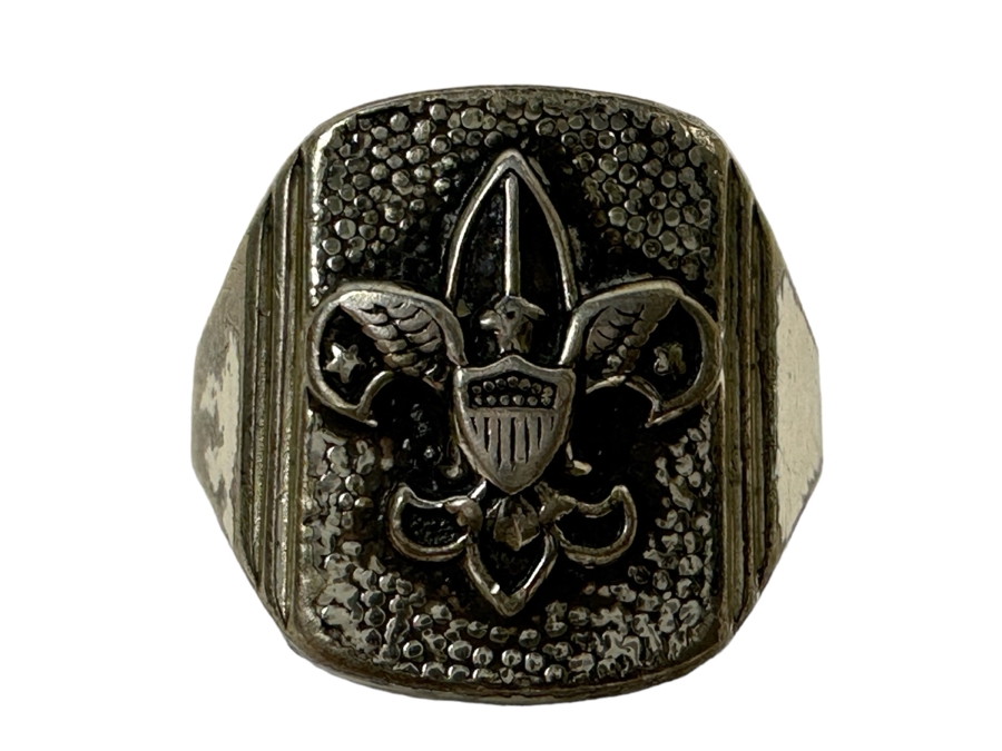 Vintage Sterling Silver Boy Scout Ring Size 6 5.5g [Photo 1]