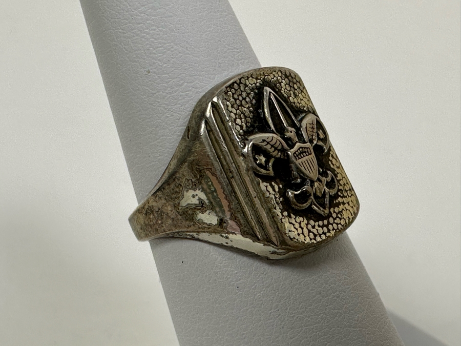 Vintage Sterling Silver Boy Scout Ring Size 6 5.5g [Photo 4]