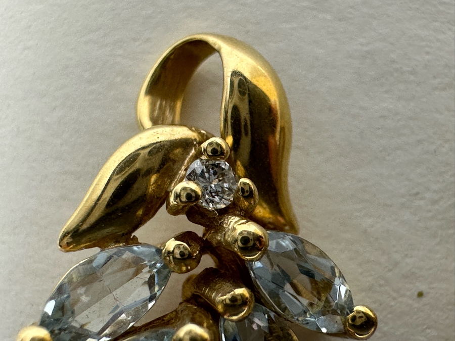Pair Of 14K Gold Pendants With Light Blue Stones 2.2g [Photo 7]
