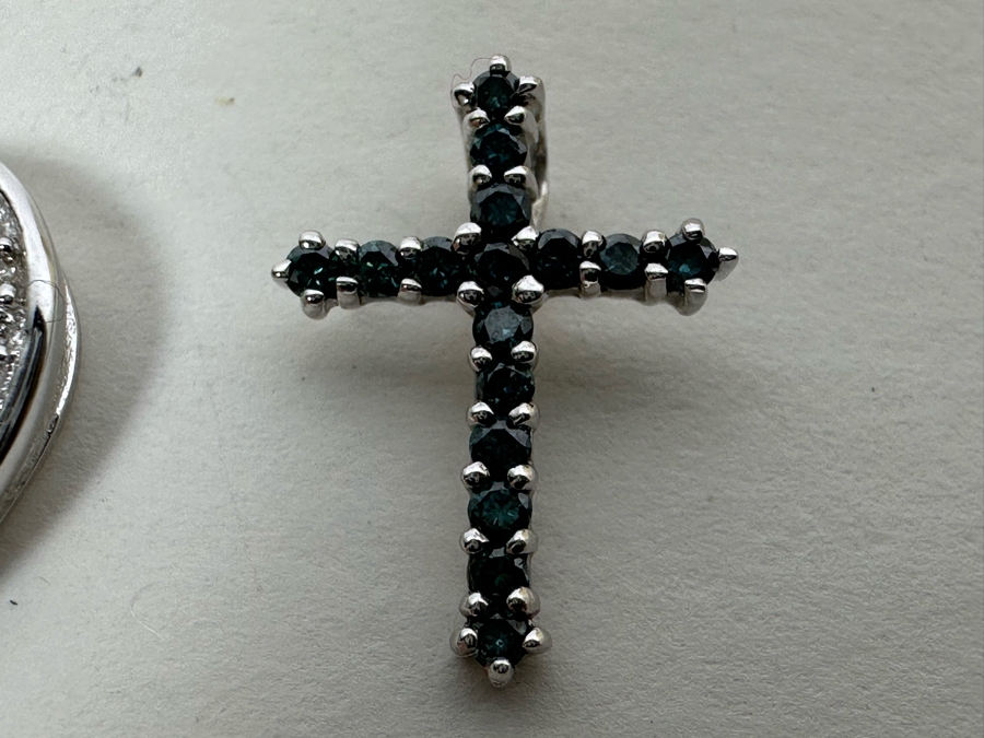 Pair Of 14K Gold Cross Pendants With Stones 5.1g [Photo 6]