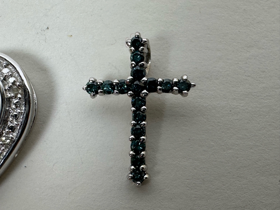 Pair Of 14K Gold Cross Pendants With Stones 5.1g [Photo 5]