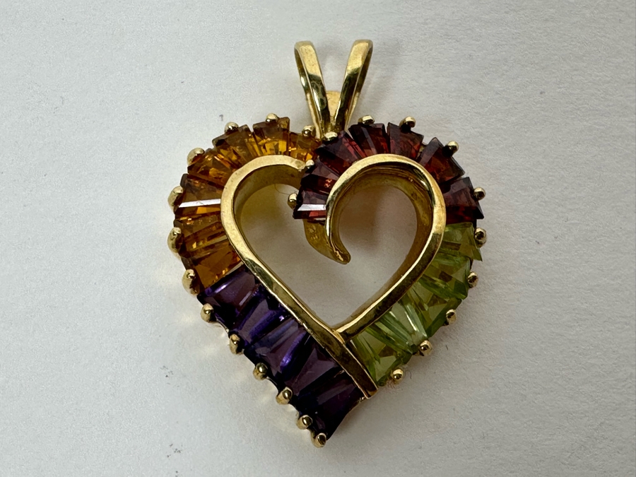 Just Added - 10K Gold Heart Pendant With Stones 3.3g [Photo 3]
