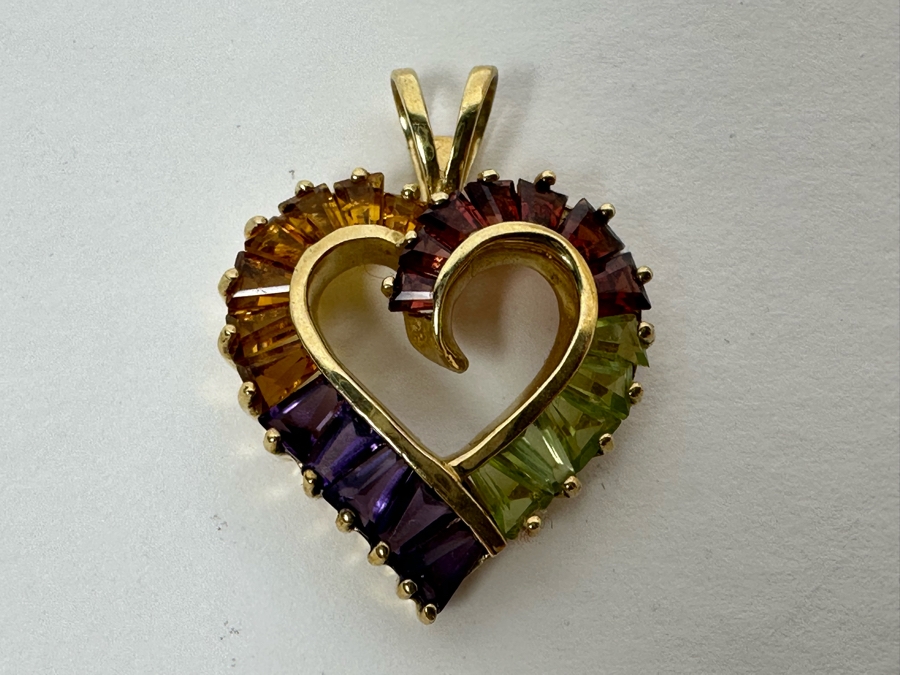 Just Added - 10K Gold Heart Pendant With Stones 3.3g [Photo 4]