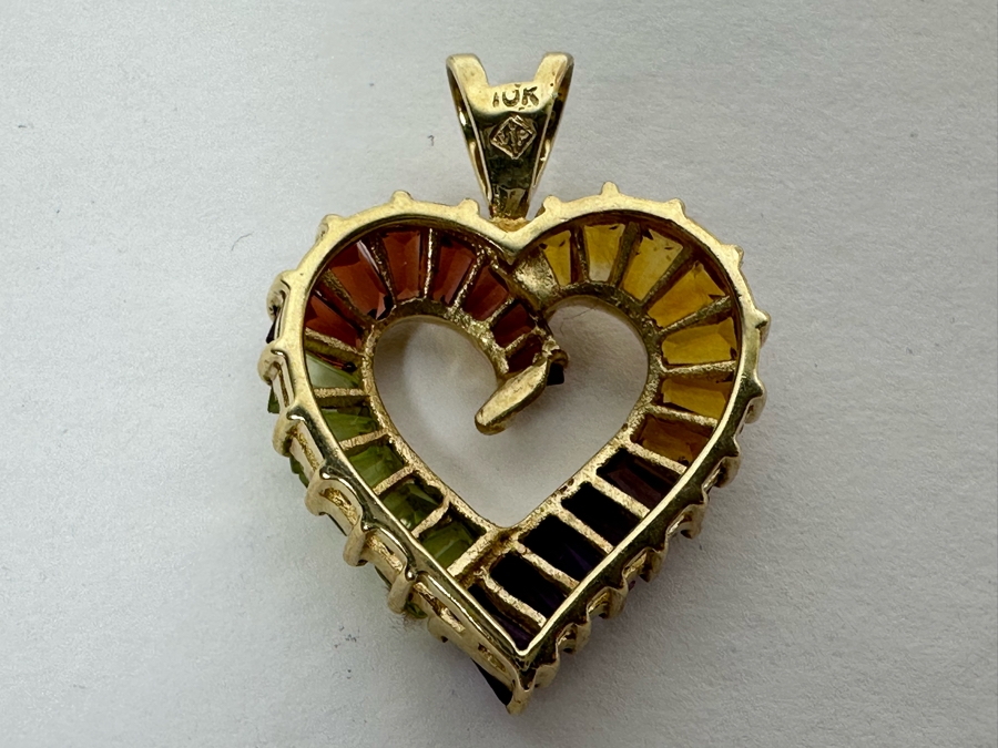 Just Added - 10K Gold Heart Pendant With Stones 3.3g [Photo 7]