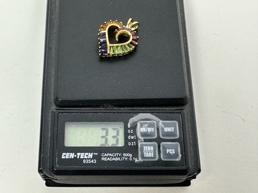 Just Added - 10K Gold Heart Pendant With Stones 3.3g [Photo 10]