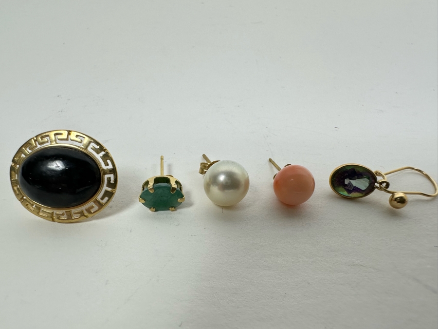 Five 14K Gold Single Earrings 5.6g [Photo 3]