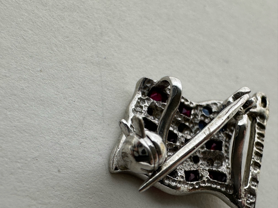 Sterling Silver U.S. Flag Brooch Pin 2.1g [Photo 6]