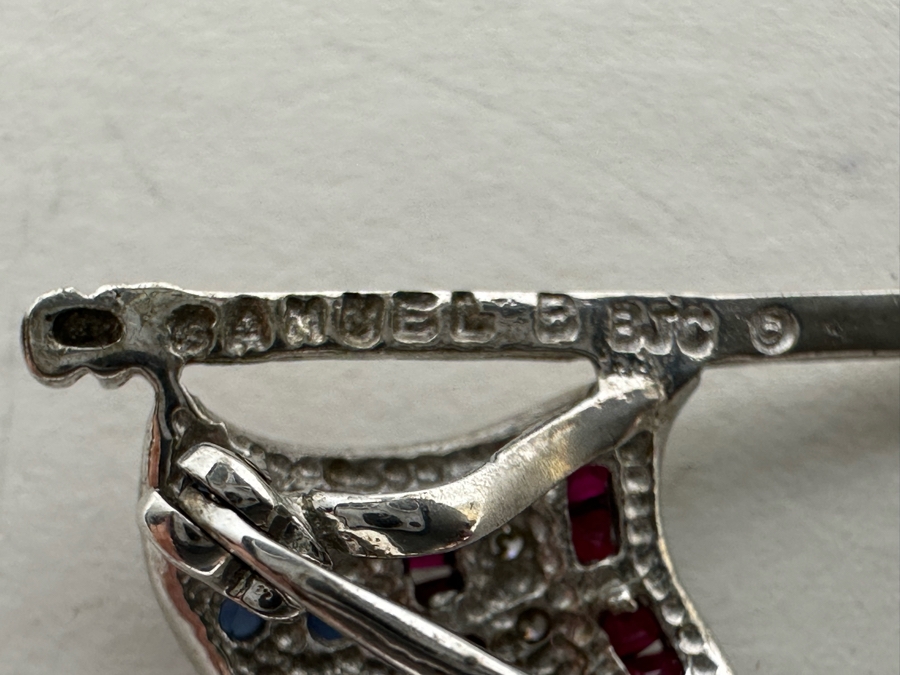 Sterling Silver U.S. Flag Brooch Pin 2.1g [Photo 5]