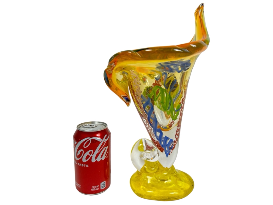 Impressive Art Glass Vase 13H