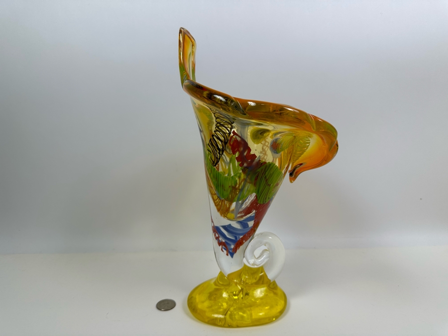 Impressive Art Glass Vase 13H [Photo 17]