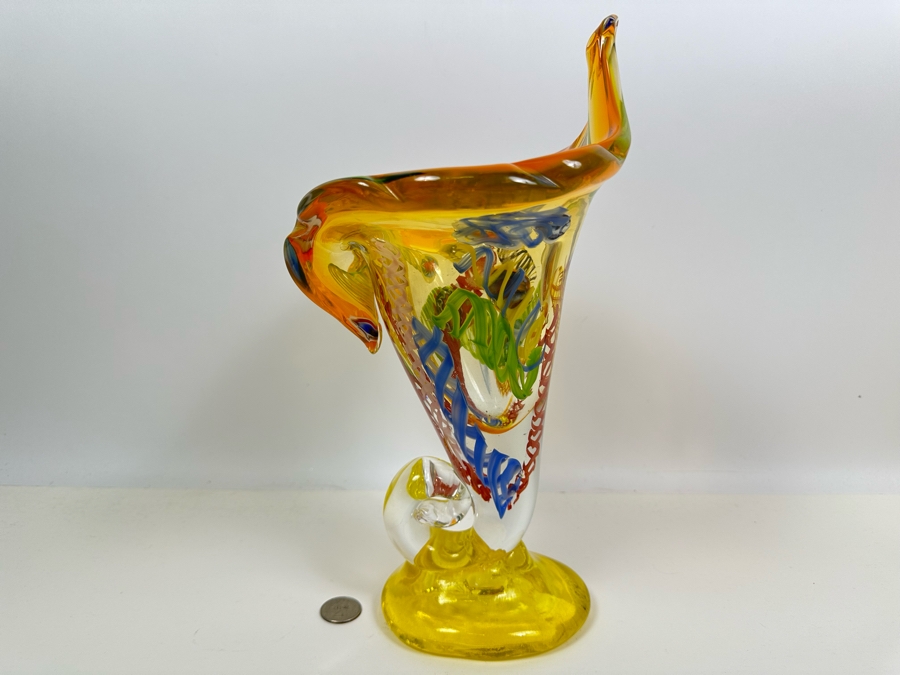 Impressive Art Glass Vase 13H [Photo 5]