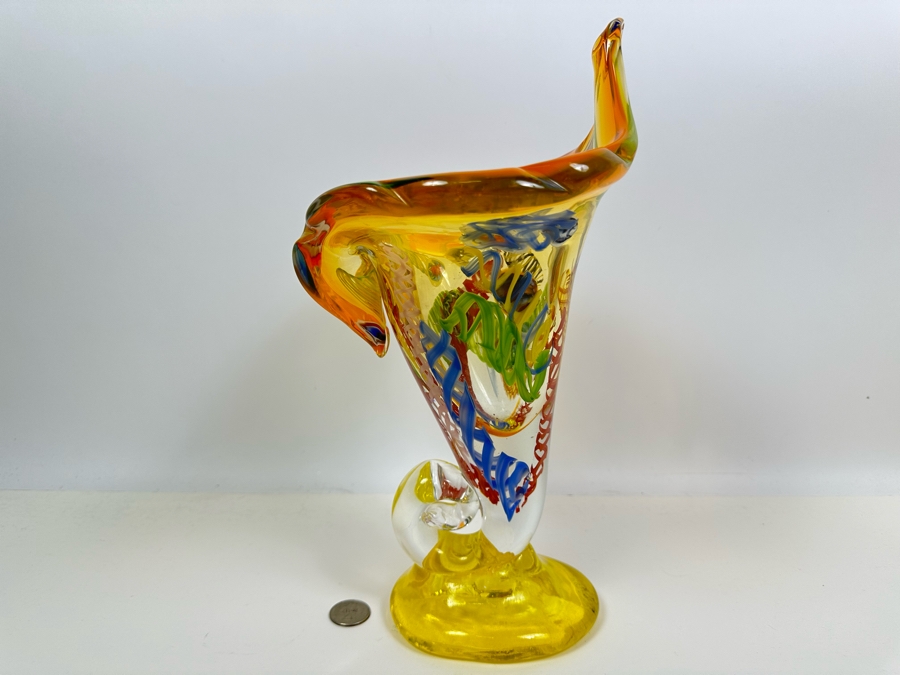 Impressive Art Glass Vase 13H [Photo 4]