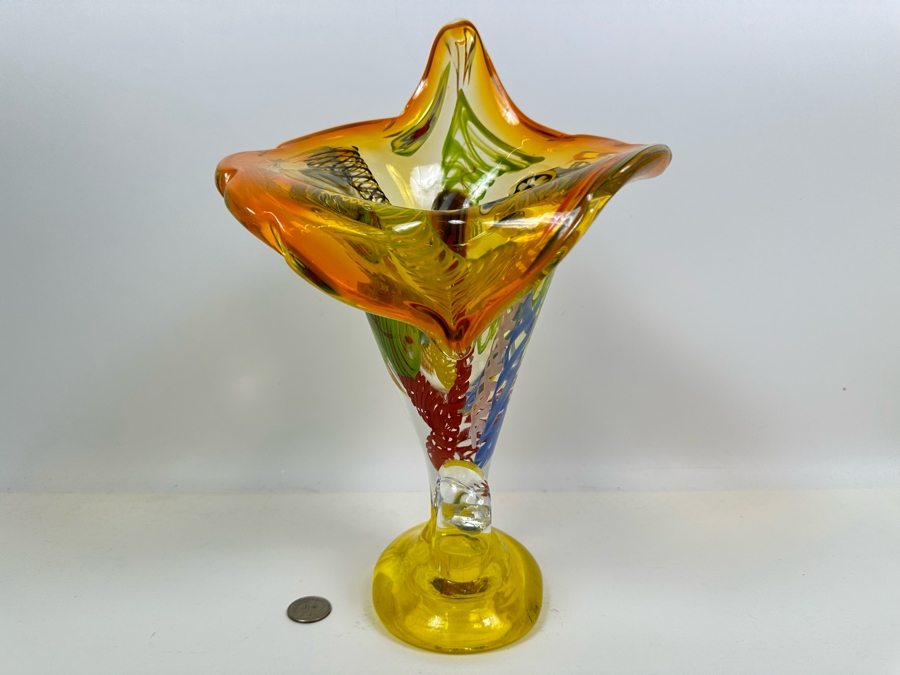 Impressive Art Glass Vase 13H [Photo 14]
