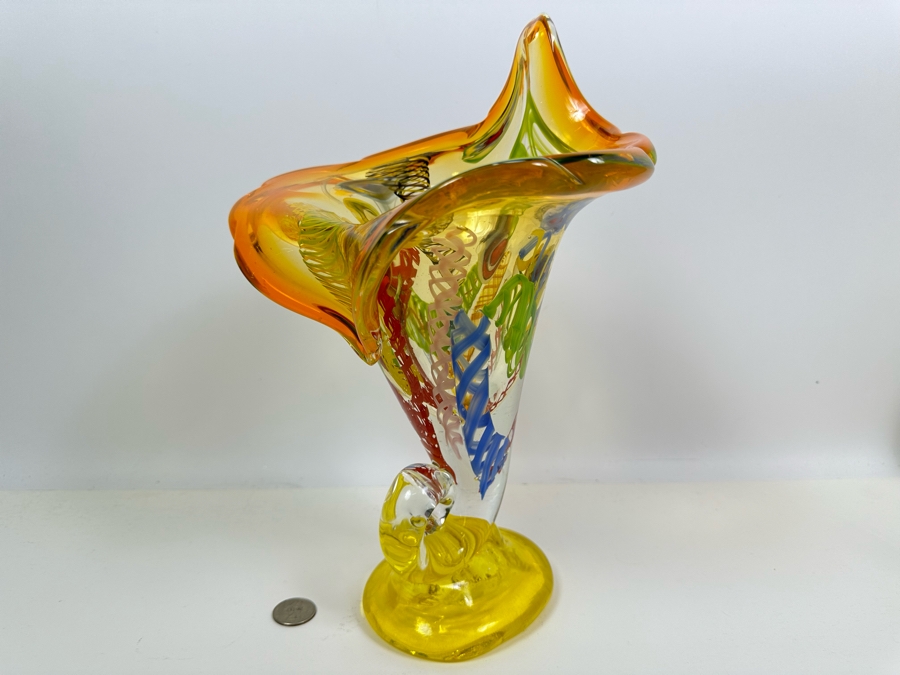 Impressive Art Glass Vase 13H [Photo 15]